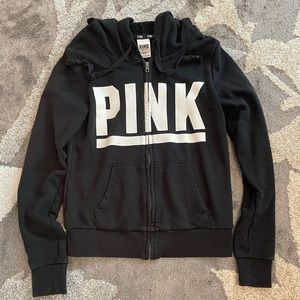 Victorias Secret Pink Zip Up Hoodie Black XS